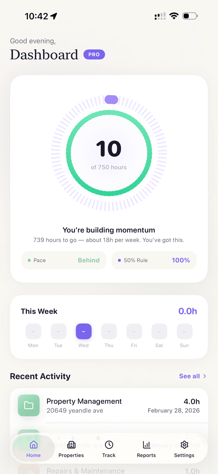 Dashboard view