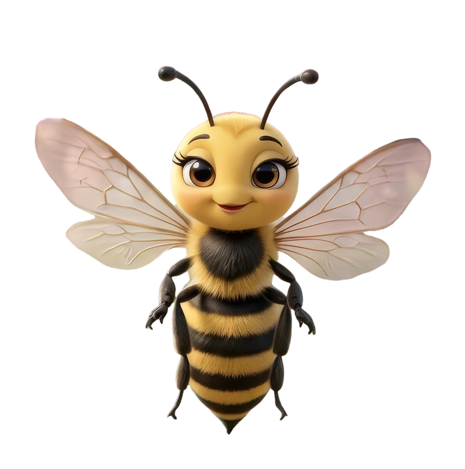 Buddy, the friendly Bee Buddy mascot, smiling with open wings